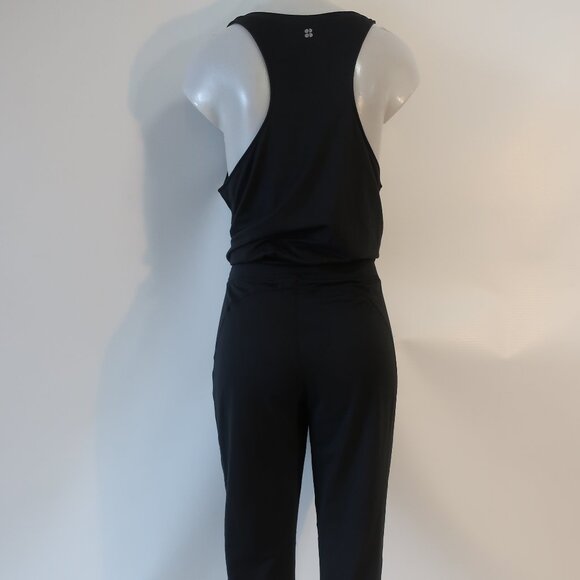 Women Sweaty Betty Black Flat Front Stretch Sleeveless Gary Jumpsuit L - Picture 8 of 12